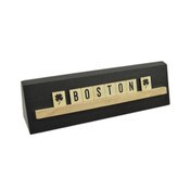 Wholesale - 8x2 BOSTON Print Puzzle Piece BlK Wedge Wood Stand Tabletop, UPC: 651961772002